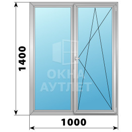 Двухстворчатое поворотно-откидное алюминиевое окно Г-ПО 1000×1400 ОА-34104