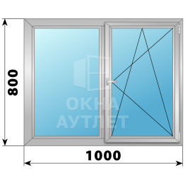 Двухстворчатое поворотно-откидное алюминиевое окно Г-ПО 1000×800 ОА-33936