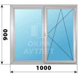 Двухстворчатое поворотно-откидное алюминиевое окно Г-ПО 1000×900 ОА-33957