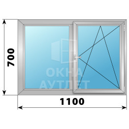 Двухстворчатое поворотно-откидное алюминиевое окно Г-ПО 1100×700 ОА-33924