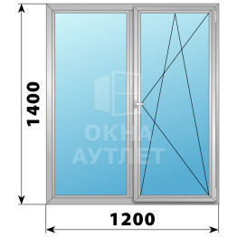Двухстворчатое поворотно-откидное алюминиевое окно Г-ПО 1200×1400 ОА-34181