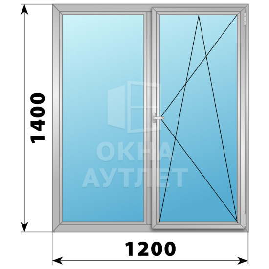 Двухстворчатое поворотно-откидное алюминиевое окно Г-ПО 1200×1400 ОА-34181