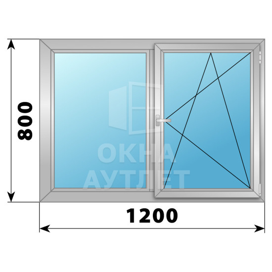 Двухстворчатое поворотно-откидное алюминиевое окно Г-ПО 1200×800 ОА-33972