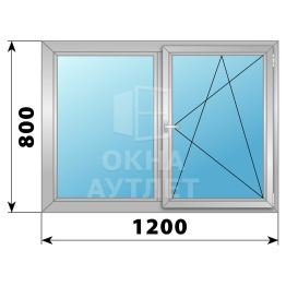 Двухстворчатое поворотно-откидное алюминиевое окно Г-ПО 1200×900 ОА-34005