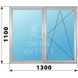 Двухстворчатое поворотно-откидное алюминиевое окно Г-ПО 1300×1100 ОА-34122