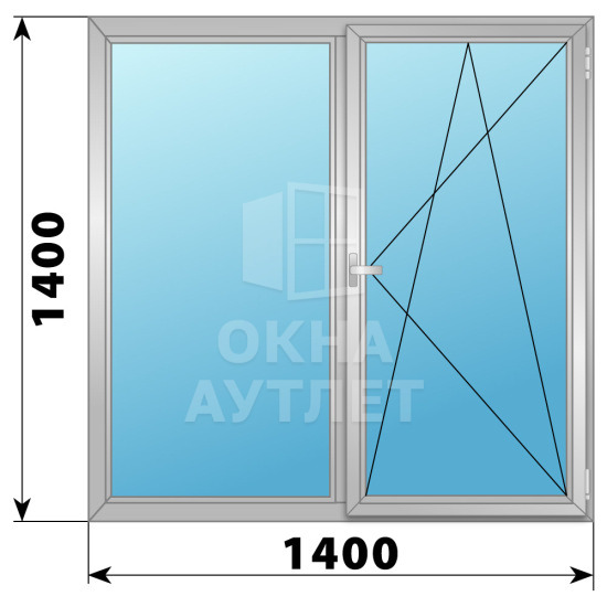 Двухстворчатое поворотно-откидное алюминиевое окно Г-ПО 1400×1400 ОА-34247