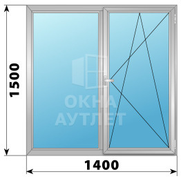 Двухстворчатое поворотно-откидное алюминиевое окно Г-ПО 1400×1500 ОА-34268