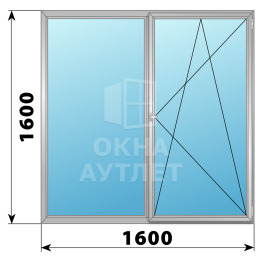 Двухстворчатое поворотно-откидное алюминиевое окно Г-ПО 1600×1600 ОА-34385