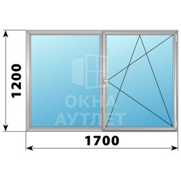 Двухстворчатое поворотно-откидное алюминиевое окно Г-ПО 1700×1200 ОА-34262