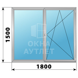 Двухстворчатое поворотно-откидное алюминиевое окно Г-ПО 1800×1500 ОА-34427