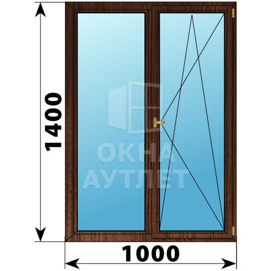 Двухстворчатое деревянное окно из дуба Г-ПО 1000×1400 ОА-36767