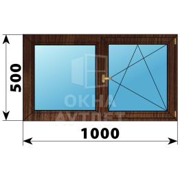 Двухстворчатое деревянное окно из дуба Г-ПО 1000×500 ОА-34982