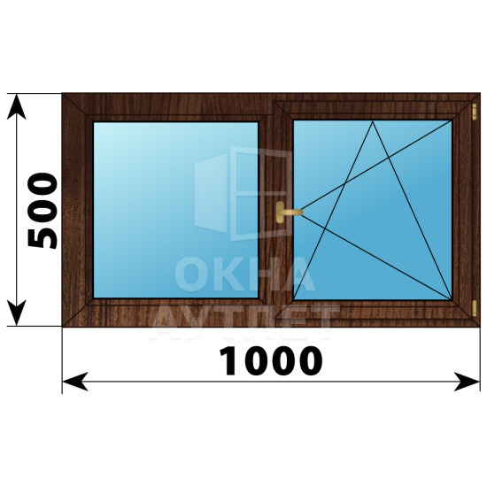 Двухстворчатое деревянное окно из дуба Г-ПО 1000×500 ОА-34982