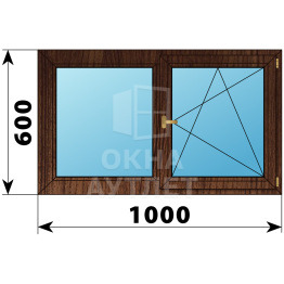 Двухстворчатое деревянное окно из дуба Г-ПО 1000×600 ОА-35180