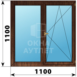Двухстворчатое деревянное окно из дуба Г-ПО 1100×1100 ОА-36473