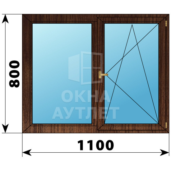Двухстворчатое деревянное окно из дуба Г-ПО 1100×800 ОА-35789