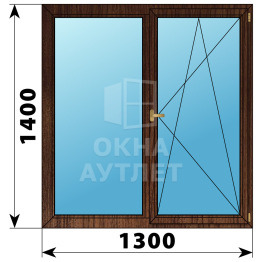 Двухстворчатое деревянное окно из дуба Г-ПО 1300×1400 ОА-37262