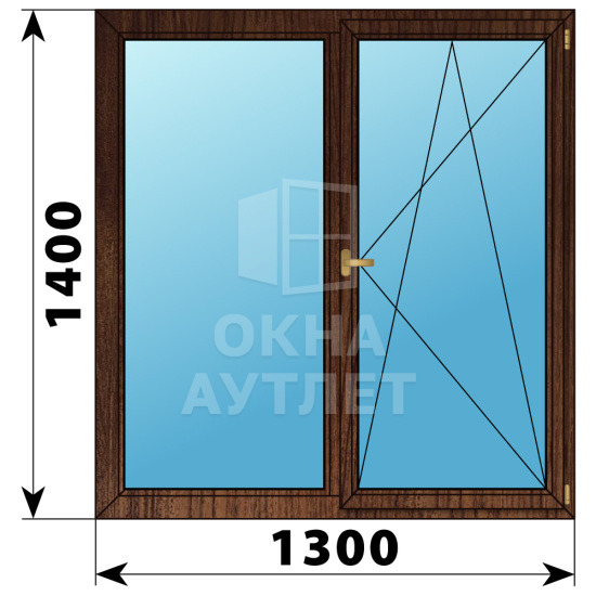 Двухстворчатое деревянное окно из дуба Г-ПО 1300×1400 ОА-37262