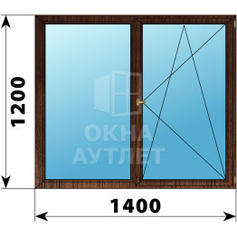 Двухстворчатое деревянное окно из дуба Г-ПО 1400×1200 ОА-37127