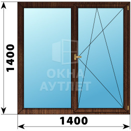 Двухстворчатое деревянное окно из дуба Г-ПО 1400×1400 ОА-37391