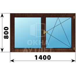 Двухстворчатое деревянное окно из дуба Г-ПО 1400×800 ОА-36302