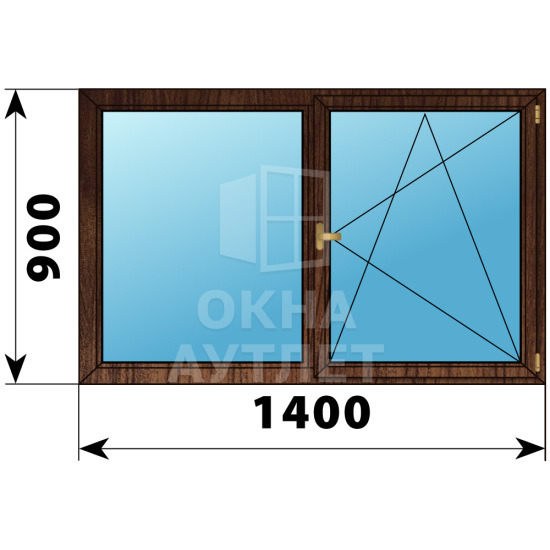 Двухстворчатое деревянное окно из дуба Г-ПО 1400×900 ОА-36545