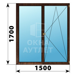 Двухстворчатое деревянное окно из дуба Г-ПО 1500×1700 ОА-37715