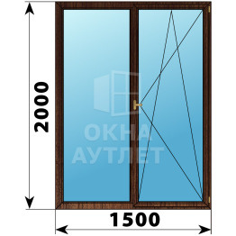 Двухстворчатое деревянное окно из дуба Г-ПО 1500×2000 ОА-37847