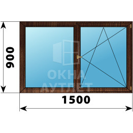 Двухстворчатое деревянное окно из дуба Г-ПО 1500×900 ОА-36686