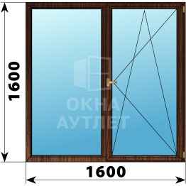Двухстворчатое деревянное окно из дуба Г-ПО 1600×1600 ОА-37721