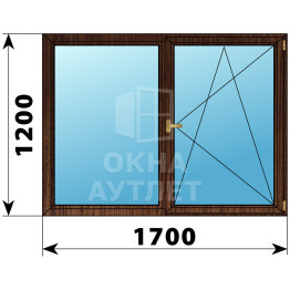 Двухстворчатое деревянное окно из дуба Г-ПО 1700×1200 ОА-37451
