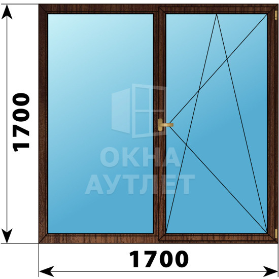 Двухстворчатое деревянное окно из дуба Г-ПО 1700×1700 ОА-37826