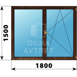 Двухстворчатое деревянное окно из дуба Г-ПО 1800×1500 ОА-37790