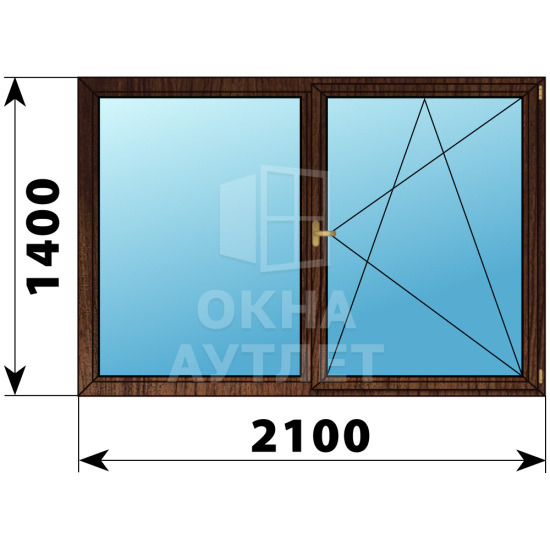 Двухстворчатое деревянное окно из дуба Г-ПО 2100×1400 ОА-37838