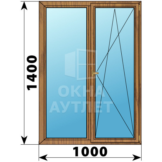 Двухстворчатое деревянное окно из лиственницы Г-ПО 1000×1400 ОА-36017