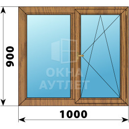 Двухстворчатое деревянное окно из лиственницы Г-ПО 1000×900 ОА-35255