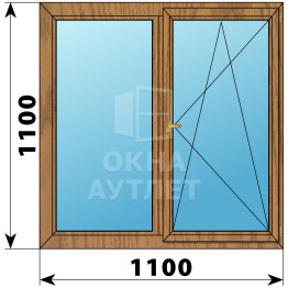 Двухстворчатое деревянное окно из лиственницы Г-ПО 1100×1100 ОА-35732