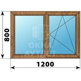 Двухстворчатое деревянное окно из лиственницы Г-ПО 1200×800 ОА-35348