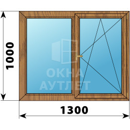 Двухстворчатое деревянное окно из лиственницы Г-ПО 1300×1000 ОА-35867