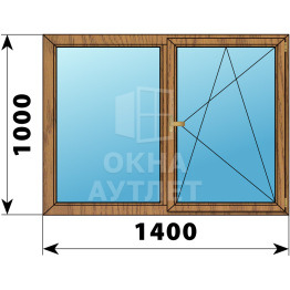Двухстворчатое деревянное окно из лиственницы Г-ПО 1400×1000 ОА-36020