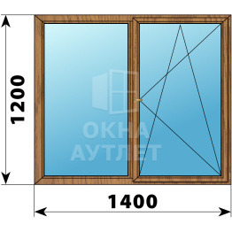 Двухстворчатое деревянное окно из лиственницы Г-ПО 1400×1200 ОА-36419