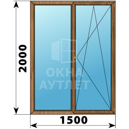 Двухстворчатое деревянное окно из лиственницы Г-ПО 1500×2000 ОА-37487