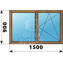 Двухстворчатое деревянное окно из лиственницы Г-ПО 1500×900 ОА-35921