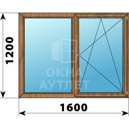 Двухстворчатое деревянное окно из лиственницы Г-ПО 1600×1200 ОА-36671