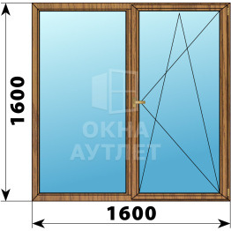 Двухстворчатое деревянное окно из лиственницы Г-ПО 1600×1600 ОА-37232