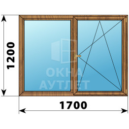 Двухстворчатое деревянное окно из лиственницы Г-ПО 1700×1200 ОА-36803