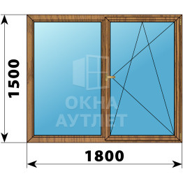 Двухстворчатое деревянное окно из лиственницы Г-ПО 1800×1500 ОА-37322