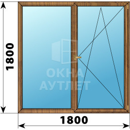 Двухстворчатое деревянное окно из лиственницы Г-ПО 1800×1800 ОА-37592