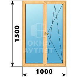 Двухстворчатое деревянное окно из сосны Г-ПО 1000×1500 ОА-35666