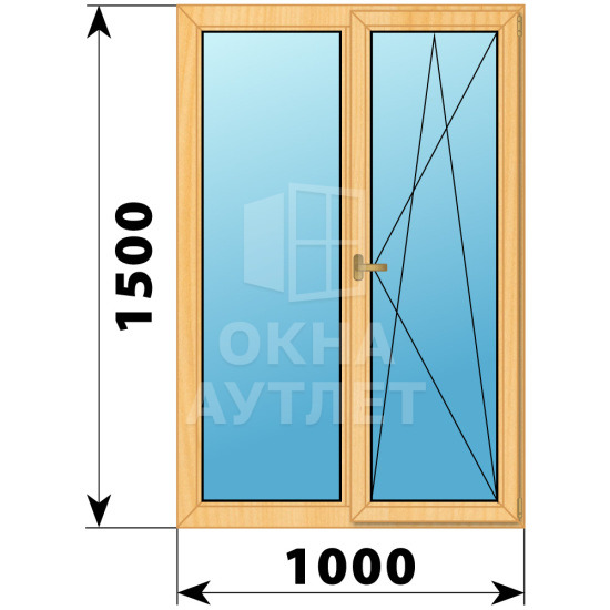 Двухстворчатое деревянное окно из сосны Г-ПО 1000×1500 ОА-35666